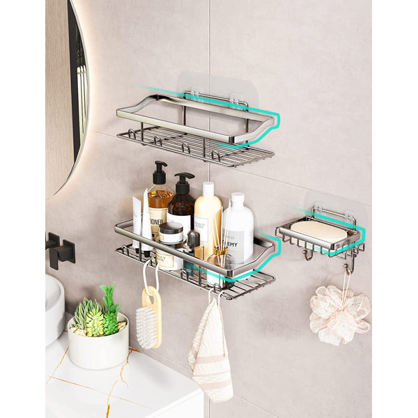 Belfry Bathroom Shower Storage Shower Caddy No Drill With Soap Holder